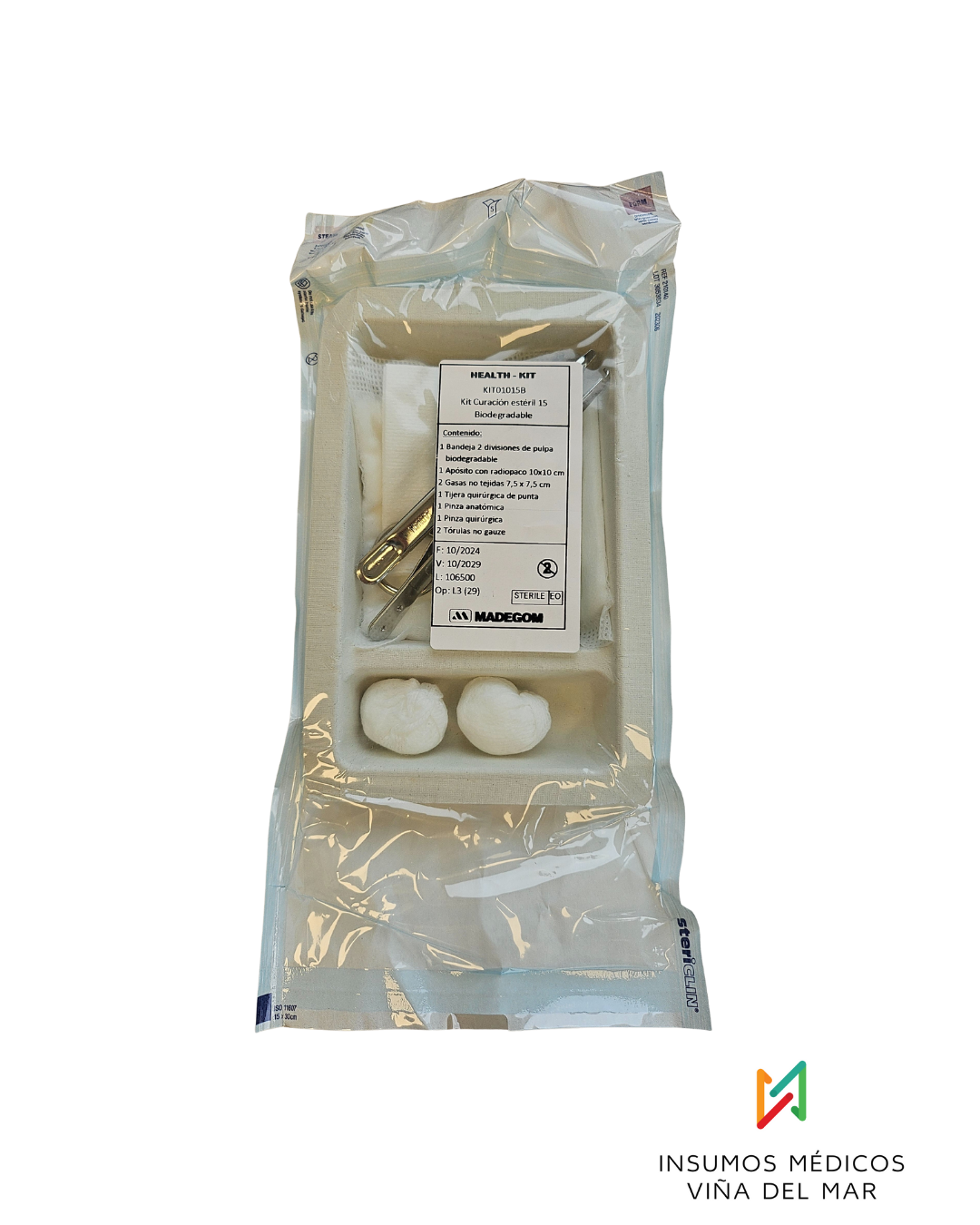 KIT CURACIÓN ESTÉRIL 15 BIODEGRADABLE (DESECHABLE)