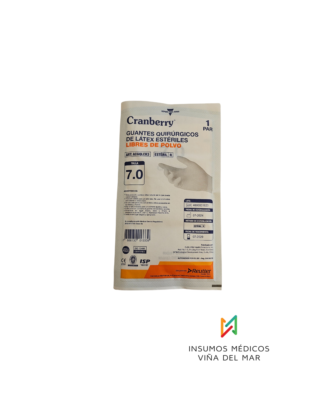 GUANTES ESTÉRILES TALLA 7.0 C/LÁTEX